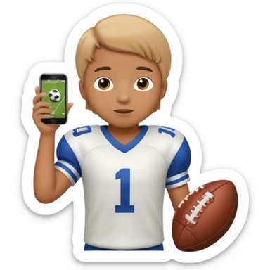 A child holds a phone in his hands and plays football at the same time sticker