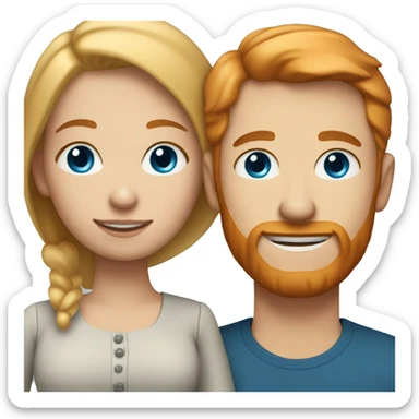 girl with blue eyes and blonde hair and husband by with ginger hair and short ginger beard  sticker