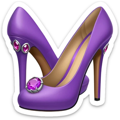varnished purple leather high hell with purple gem stone sticker