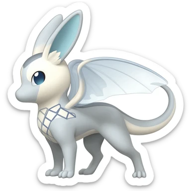 Cute realistic albino Minccino-Lykoi-Emolga-Pachirisu-Zangoose-fusion-hybrid-animal-Fakémon-creature, full body, thin long sleek scaly tail, intricate markings sticker