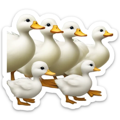 Little ducklings following their mother duck in a line sticker