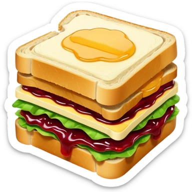 a sandwich with butter and jam sticker