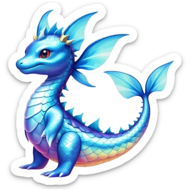 Shiny Exotic Colorful epic Lapras-Salamence-Vaporeon-Fakémon-hybrid-creature (full body)  sticker
