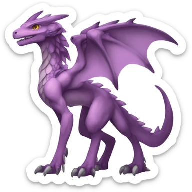 Mauve-violet-colored anthro-genesect-raptor-dragonkin-scalie-sona-Fakémon-hybrid with a mane on head and back full body sticker