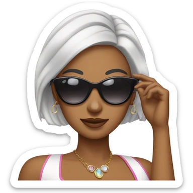 diva girl putting sunglasses on sticker