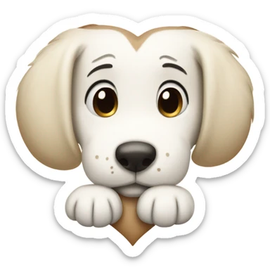 Snoopy laying on a beige heart  sticker