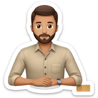 Brunette Guy with very short beard at a restuarant sticker