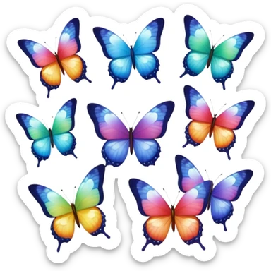 444 rainbow moon butterflys sticker