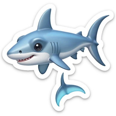 Cinematic Cute Hammerhead Shark Portrait Emoji, Head tilted playfully and inquisitively, with a charming, distinctive hammer-shaped head and wide, expressive eyes on either side, a sleek, smooth body accented by gentle fin curves, Simplified yet irresistibly adorable features, highly detailed, glowing with a soft, inviting ocean glow, high shine, affectionate and lively, stylized with a touch of whimsical marine charm, soft glowing outline, capturing the essence of a mischievous yet endearing hammerhead that seems as if it could swim out of the screen into your heart! sticker