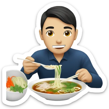 eating pho in hanoi sticker