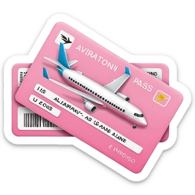 pink boarding pass airplane sticker