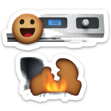 Oven with scared gingerbread man trying to get out sticker