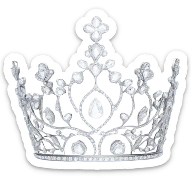 dainty british sparkling diamond tiara silver sticker