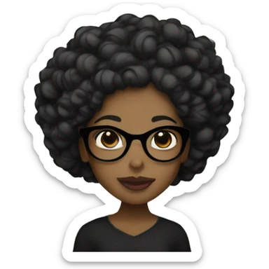 Black girl with black glasses curly black hair big lips  sticker