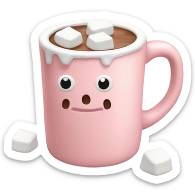 Light Pink mug of hot chocolate with marshmallows  sticker