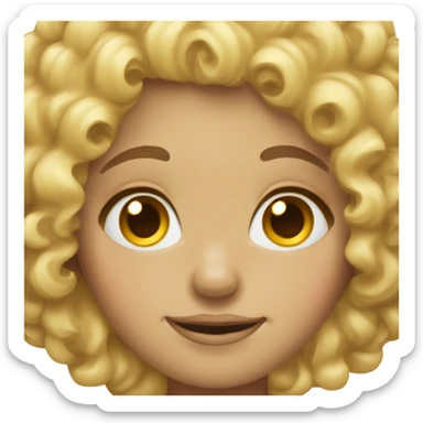Blonde curly hair girl wink sticker
