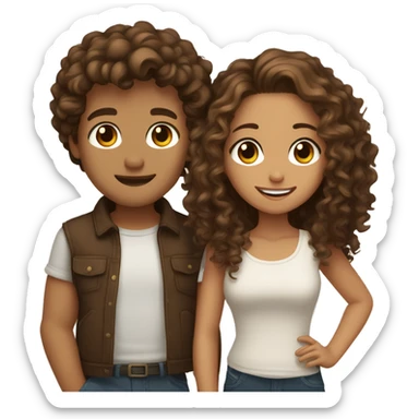 Very cute couple brown haired and browned eyes the biy has curly hair and girl straight light brown sticker