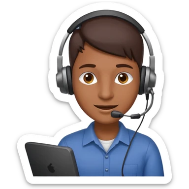 phone scammer in sketchy call center from pakistan with smirk and brown skin sticker