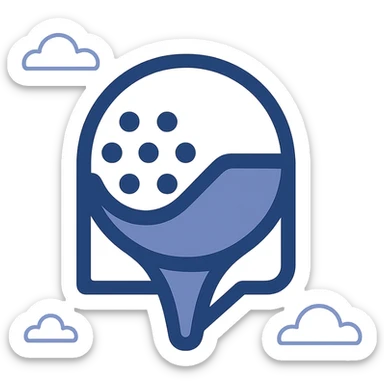 TeeTalk app icon, abstract style: stylized golf ball and chat icon merged into a single geometric form, techy and clean sticker