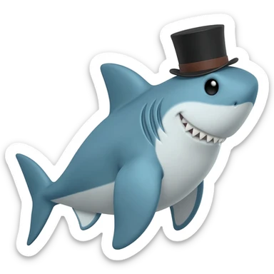 Shark with a top hat sticker