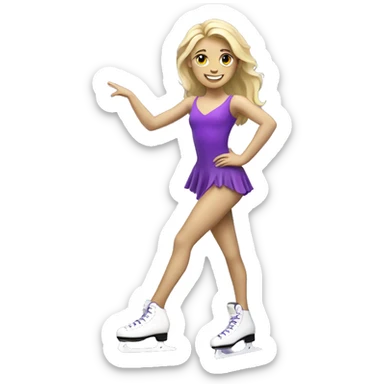 figure skater in purple skates blonde  sticker