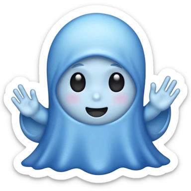 Cute blue ghost siéging heil sticker