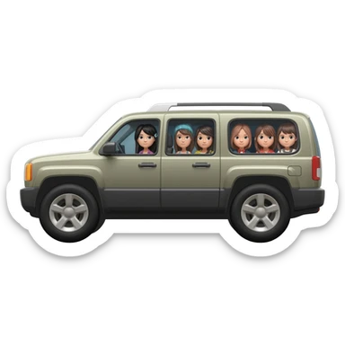 a pretty big SUV, spacious enough to fit several girls in the backseat. sticker