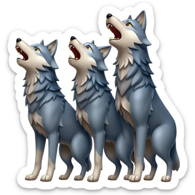 Wolf pack howling in different directions  sticker
