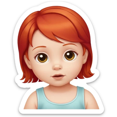 Infant baby red hair girl sticker