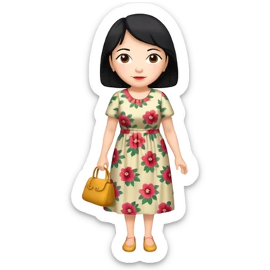 grandmother with black hair full body sticker