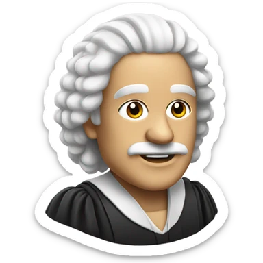 white judge with wig at an angle sticker