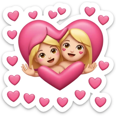 Emojis babeando corazones rosados  sticker