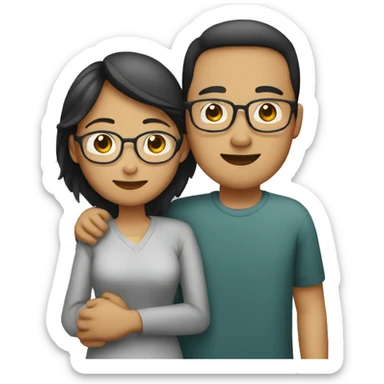 Indonesian couple hug, male without glasses and female with glasses  sticker