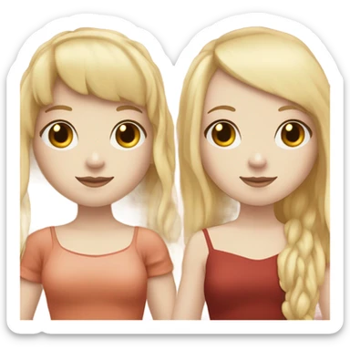 Pale skin Red head and pale skin blonde girls with bangs best friends holding hands sticker