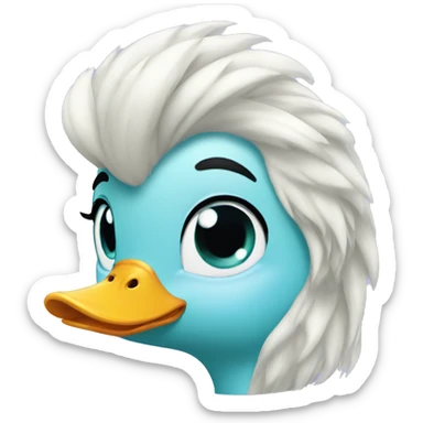 duck with hair like Elsa from frozen  sticker