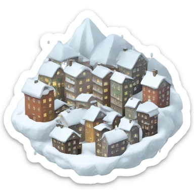 Snow falling on a tiny city  sticker