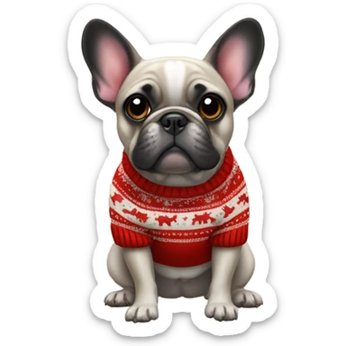 french bulldog wearing christmas sweater   sticker