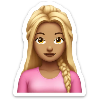 girl meditating with pink outfit and long dirty blonde hair and long eyelashes  sticker