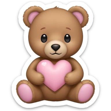stuffed teddy holding light pink heart sticker