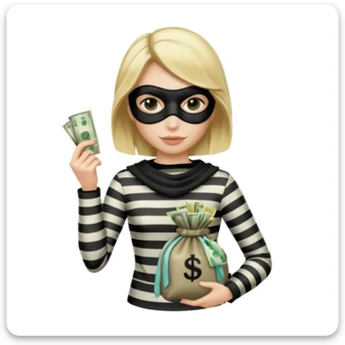 blonde woman dressed as a robber sticker