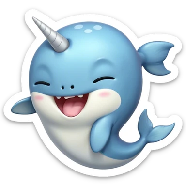 Cinematic Cute Yawning Cute Narwhal Portrait Emoji, Head tilted slightly with a dramatic, wide-open yawn, showcasing a streamlined, elegant body with a gracefully curling tusk and sleepy, half-closed eyes, Simplified yet irresistibly adorable features, highly detailed, glowing with a soft, cozy oceanic glow, high shine, relaxed yet expressive, stylized with a hint of whimsical marine ease, soft glowing outline, capturing the essence of a drowsy yet affectionate cute narwhal that appears ready to stretch and yawn its way out of the screen! sticker