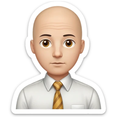 bald head, shirt and tie, brown eyes sticker