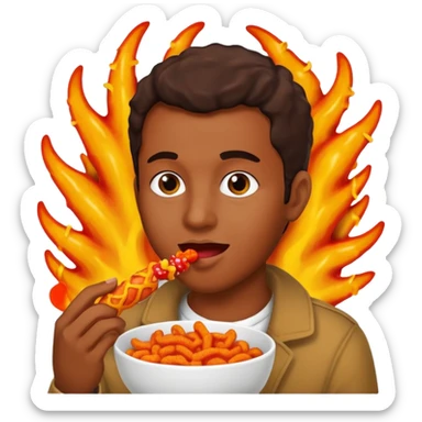 Mexican eating flamming hot Cheetos  sticker