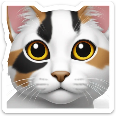 tricolor cat red white black sticker