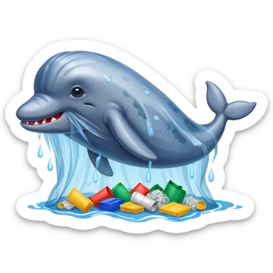 whale stuck in plastic waste bag sticker