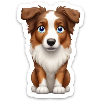Red spotted Australian shepherd with blue eyes and one floppy ear sticker