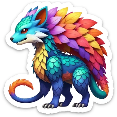 cool edgy badass colorful fantasy animal hybrid Fakemon full body sticker