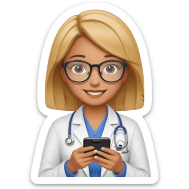 A cute veterinarian girl that watching a movie on her phone sticker