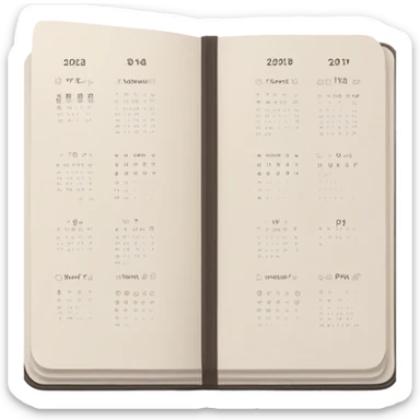 A neutral-toned planner open to a minimalist calendar layout, accented with tiny checkmarks. sticker