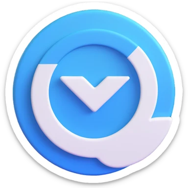 Instagram verified badge emoji style, blue circle with white border and white check mark, no text, transparent background sticker